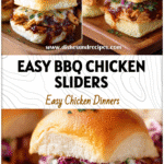 BBQ chicken sliders on Hawaiian rolls topped with melted cheese and herbs on a wooden tray.